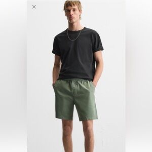 NWT Zara Washed Green Flat Front Shorts